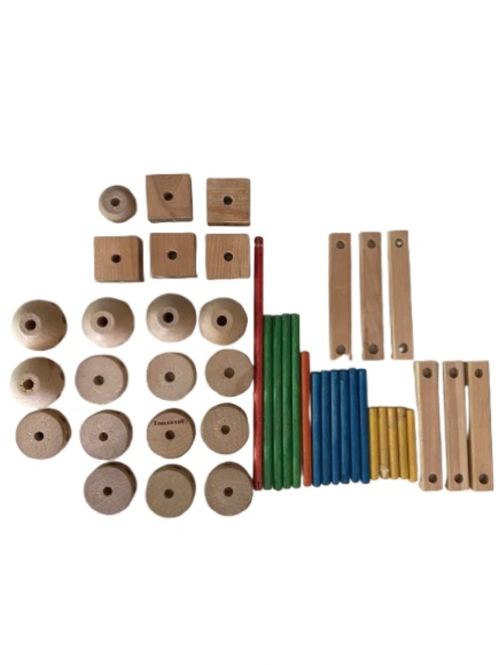 Vintage Tinkertoy 44 Piece Replacement Wooden Construction Play Retro Classic